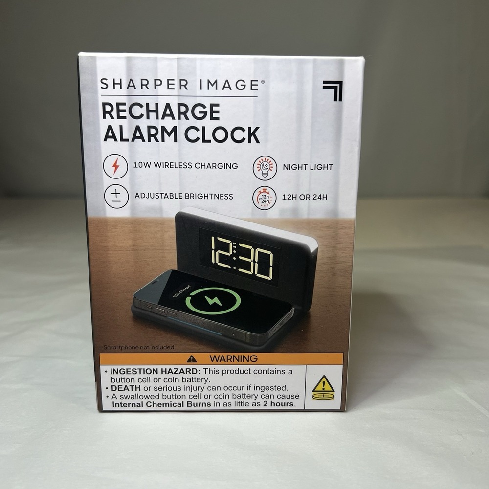 Sharper Image NEW Digital‎ Alarm Clock With Bluetooth & Wireless Charging Dock